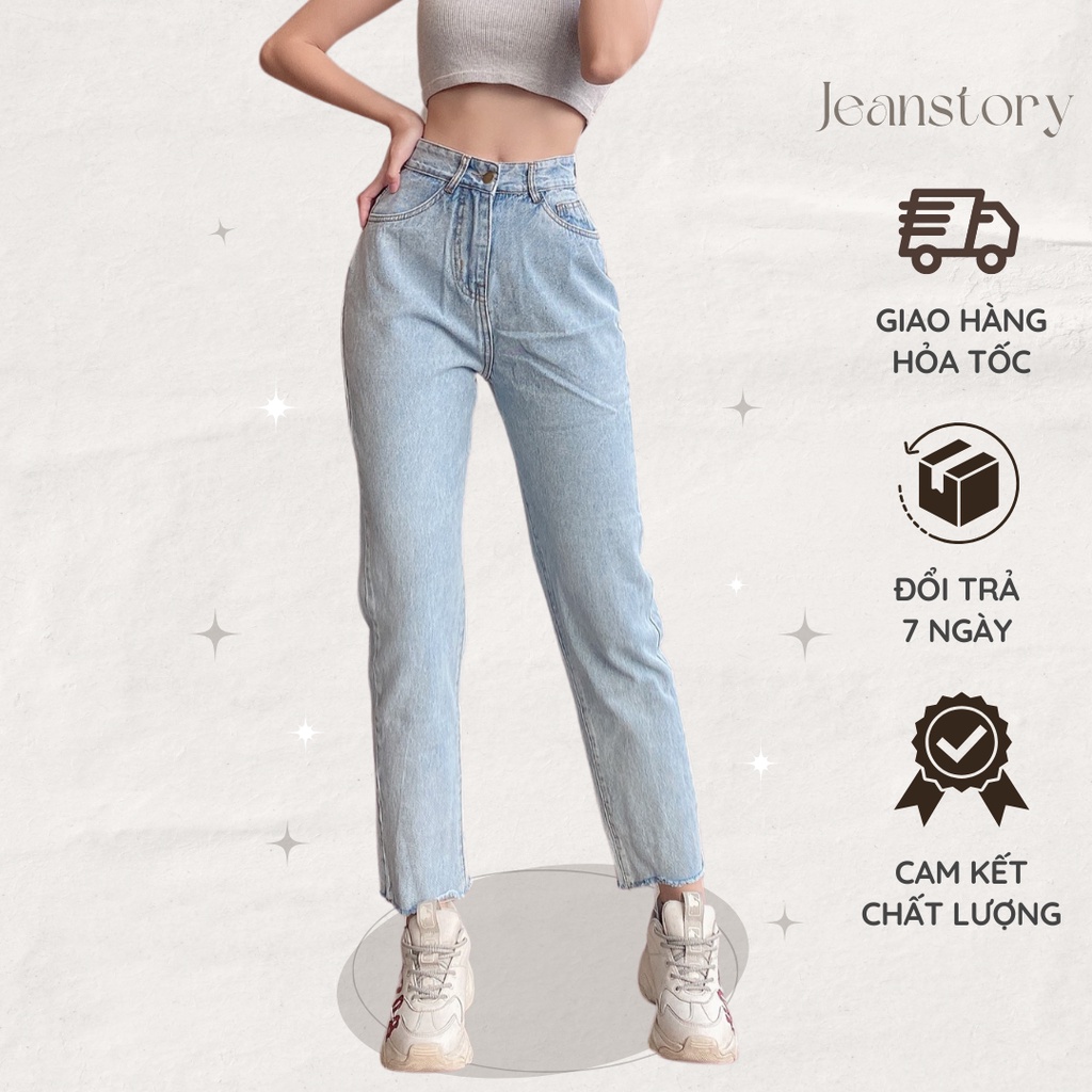 Quần Baggy Xanh Nhạt Bạc Rách Ống