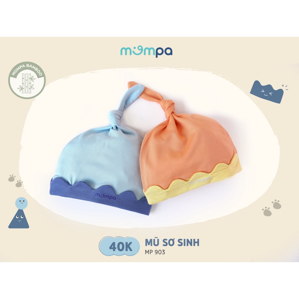 Bao tay bao chân mũ Mompa vải sợi tre bo chun tránh bé cho tay lên mặt 904