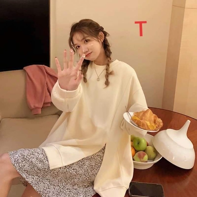 Áo bo gấu xẻ tà trơn T.TH447