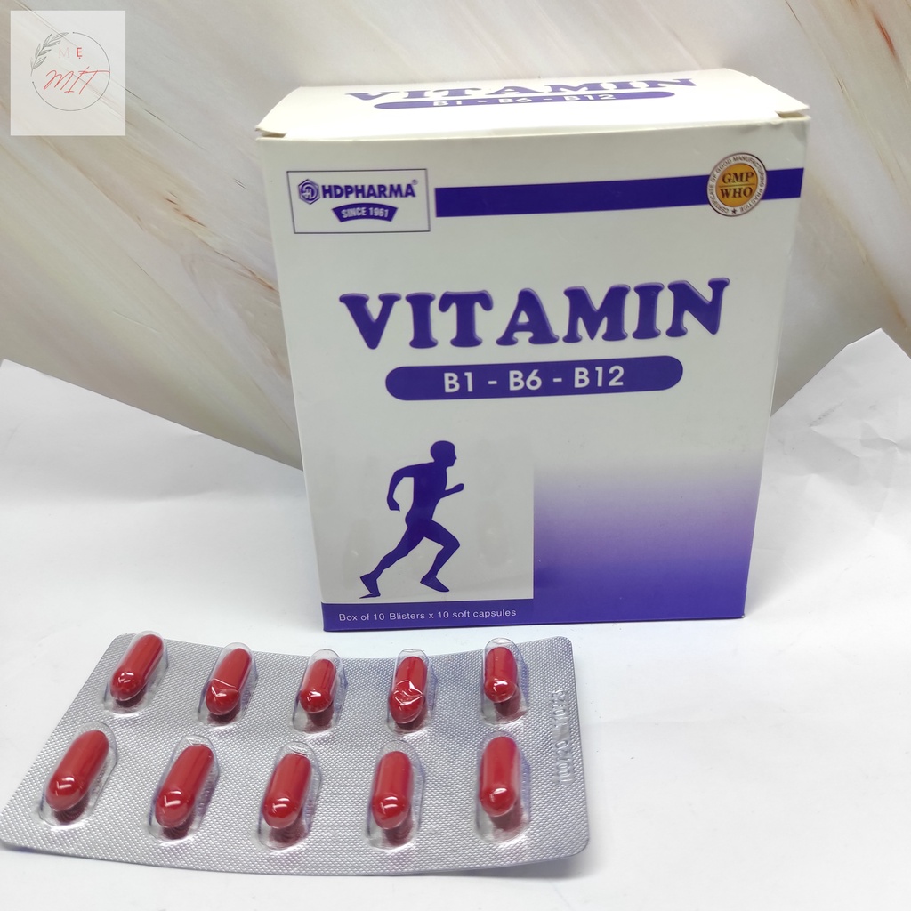 Vitamin 3B Vitamin B1-B6-B12 Bổ Sung Vitamin, Khoáng Chất HDPharma Hộp 10 vỉ