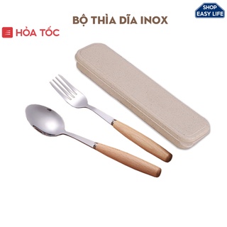 Bộ Thìa Dĩa Hộp Nhựa Lúa Mạch [Không Kèm Đũa]