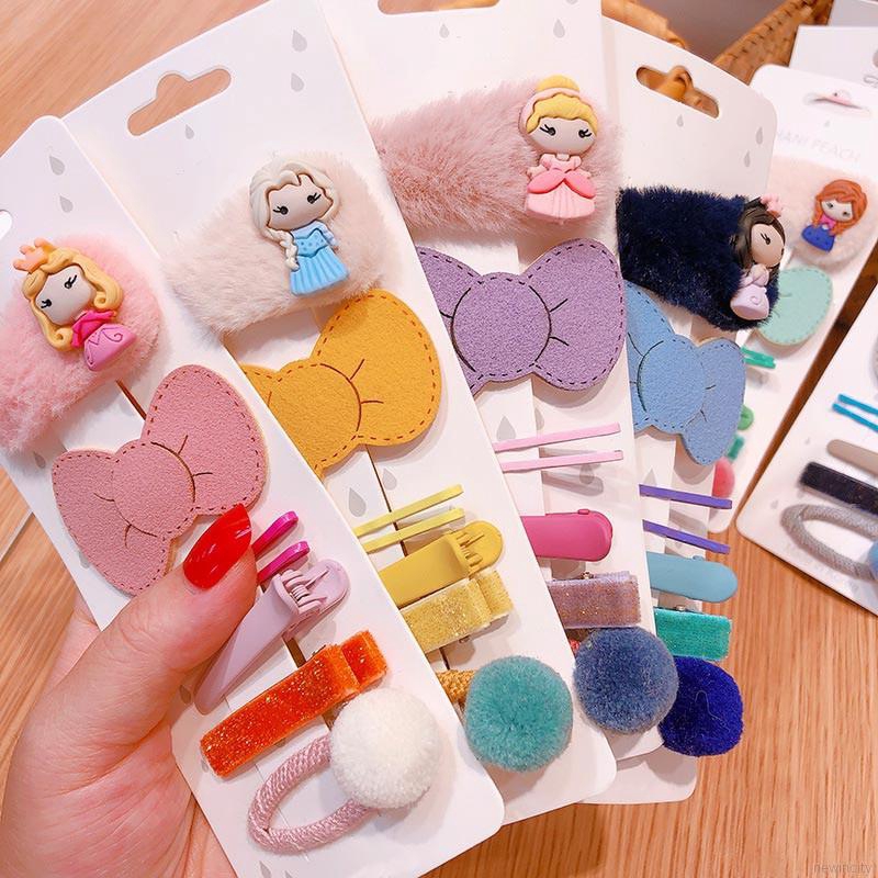 Bộ 7 kẹp tóc họa tiết công chúa đáng yêu thời trang Hàn Quốc cho nữ