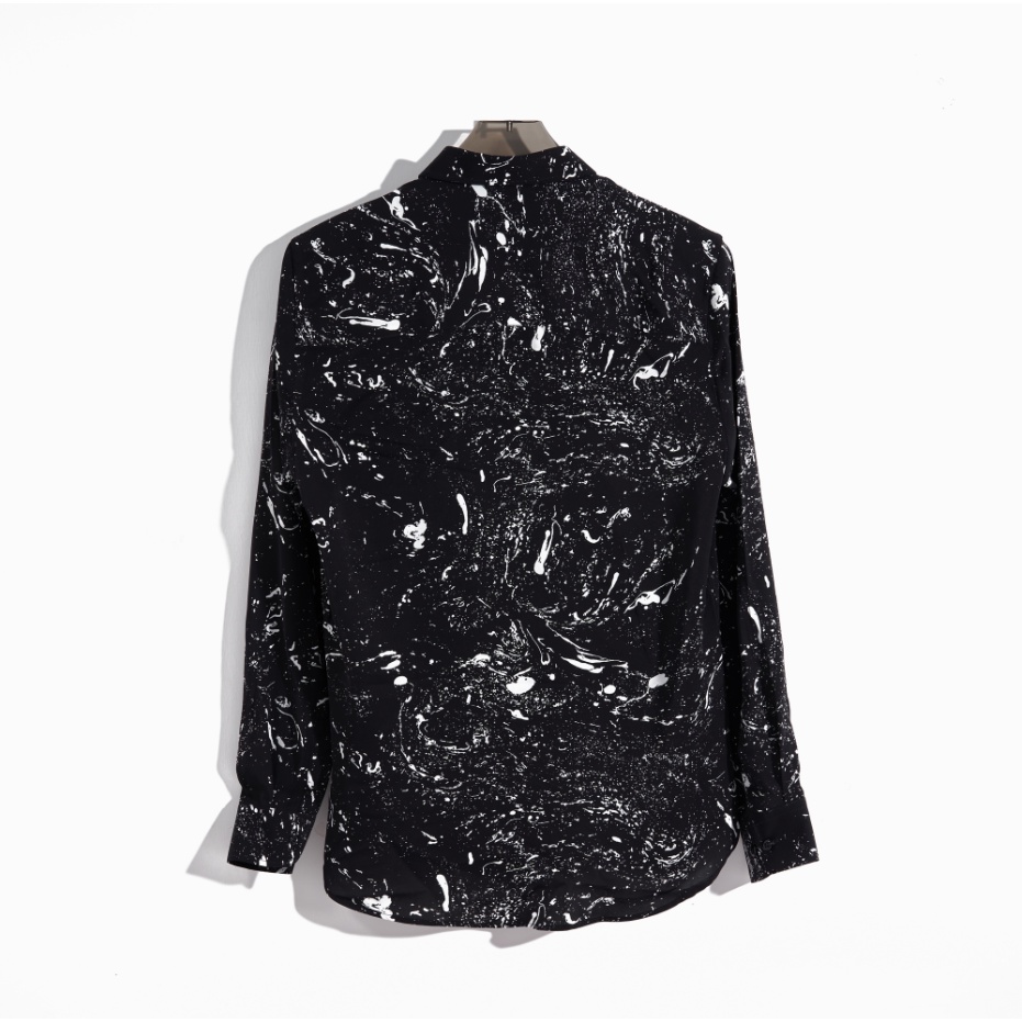 Áo sơ mi nam dài tay chất lụa mềm mại chống nhăn họa tiết vẩy sơn cực bad boy