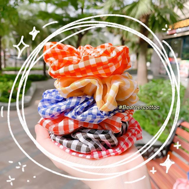 Cột Tóc Caro Nhiều Màu Vải Mềm