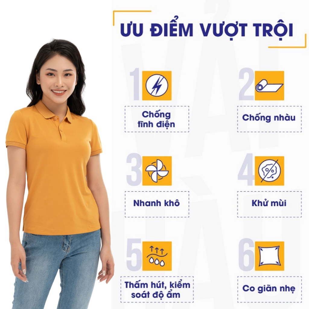 Áo polo nữ chính hãng YODY chất liệu coolmax, phông cộc tay có cổ phối bo siêu mát  APN5320