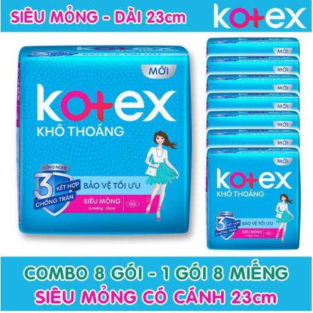 Combo 8 gói bvs Kotex (siêu mỏng cánh)