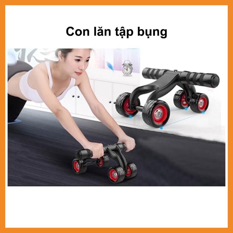 Con Lăn Tập Cơ Bụng , GYM , YOGA , 4 Bánh