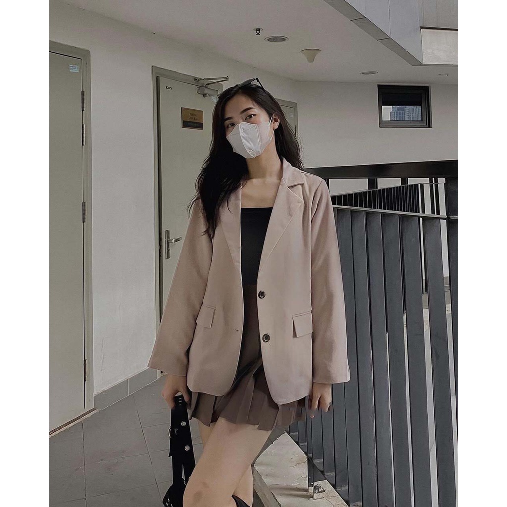 Áo khoác Blazer nữ Mee- Áo Vest chất kaki 2 lớp- Dáng rộng khoát ngoài phong cách Hàn Quốc