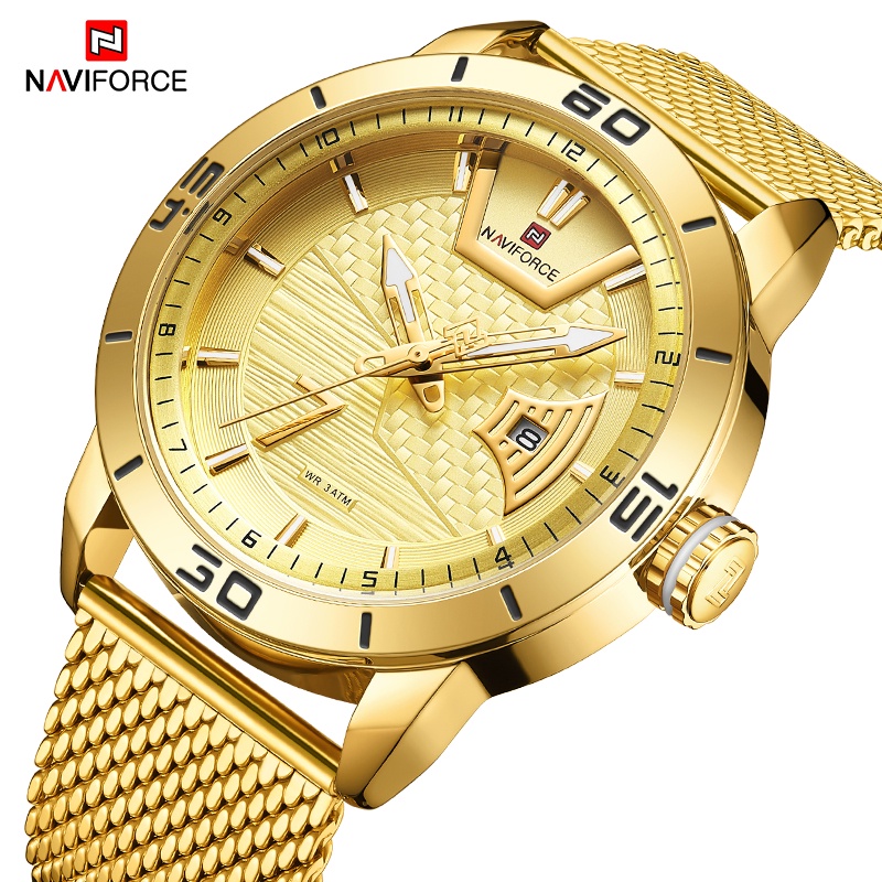 Đồng hồ thạch anh NAVIFORCE NF9155 dây đeo dạng lưới thời trang thường ngày cho nam