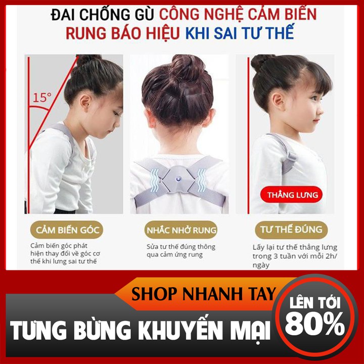 💖Bảo Hành 6 Tháng💖 Đai chống gù lưng Điện Tử Thông Minh - Cảm biến báo rung khi lưng cong