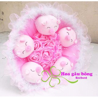 Quà tặng hoa gấu bông -5 heo hồng xinh xắn