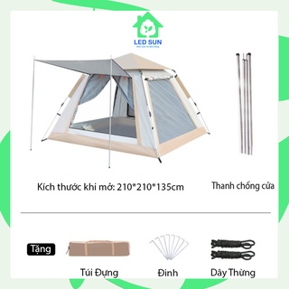 Lều cắm trại tự bung màu trắng vintage chống nước cho 4-6 người ledsun