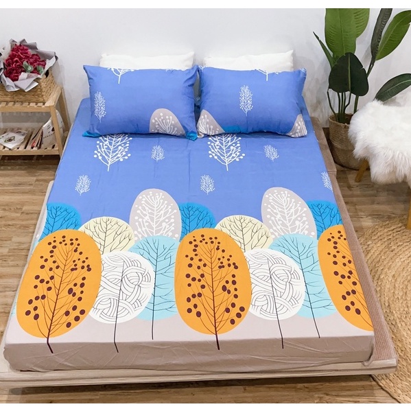 [ Thanh Lý ] Bộ ga kèm 2 vỏ gối vải cotton 3D giá rẻ KimBedding
