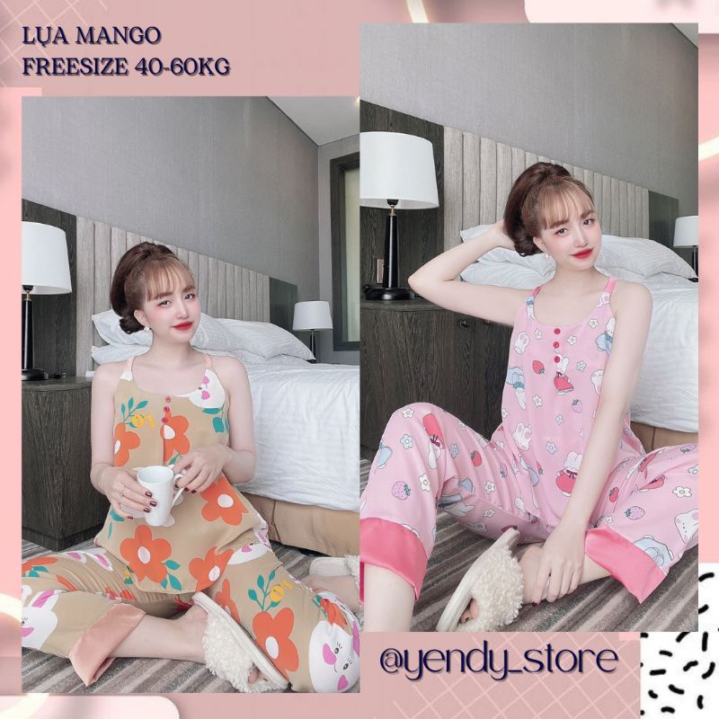 Đồ Bộ Mặc Nhà - Bộ 2 Dây Cổ Yếm Lụa Mango