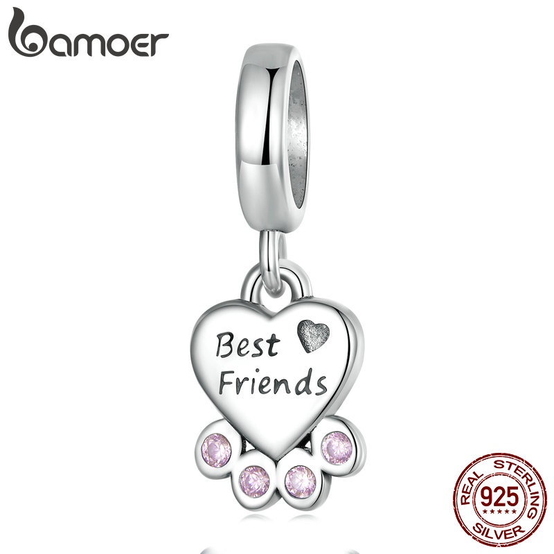 Mặt dây chuyền/ vòng tay BAMOER bằng bạc 925 hình trái tim thời trang dành cho nữ