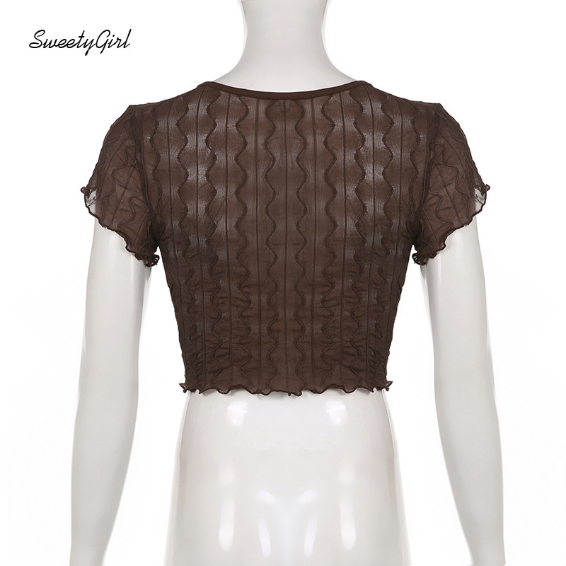 Áo Croptop Phối Ren Xuyên Thấu Thời Trang Quyến Rũ 2022 Cho Nữ