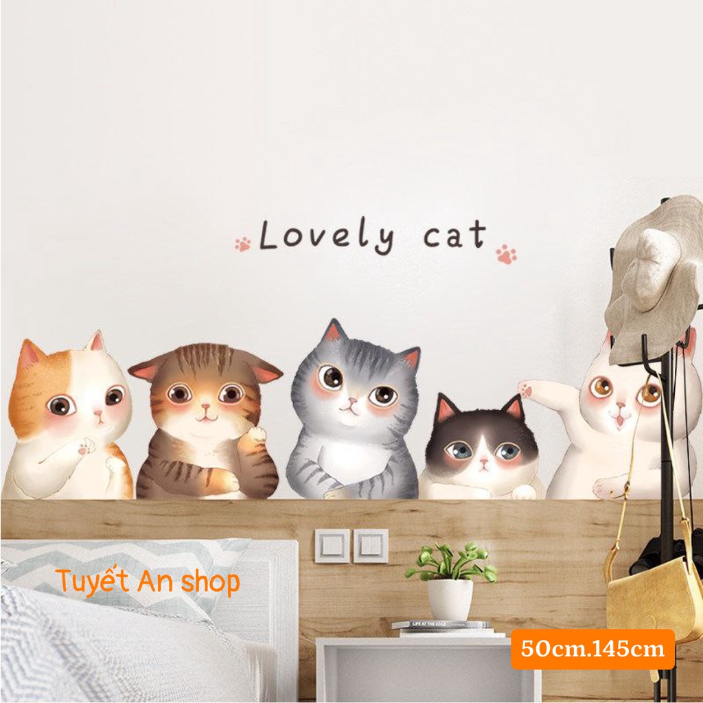 Decal dán tường mẫu Mèo Bắc Âu ( kt sau dán 1m4 cao 55cm)