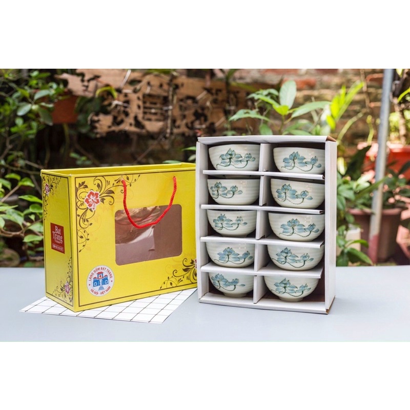 BỘ 10 BÁT CƠM MEN KEM BÁT TRÀNG