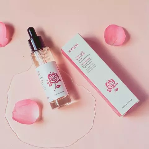 Bộ skincare cho da dầu mụn Kisson, chăm sóc dưỡng da hoa hồng, nước tẩy trang, srm, toner, serum, mặt nạ ngủ hoa hồng