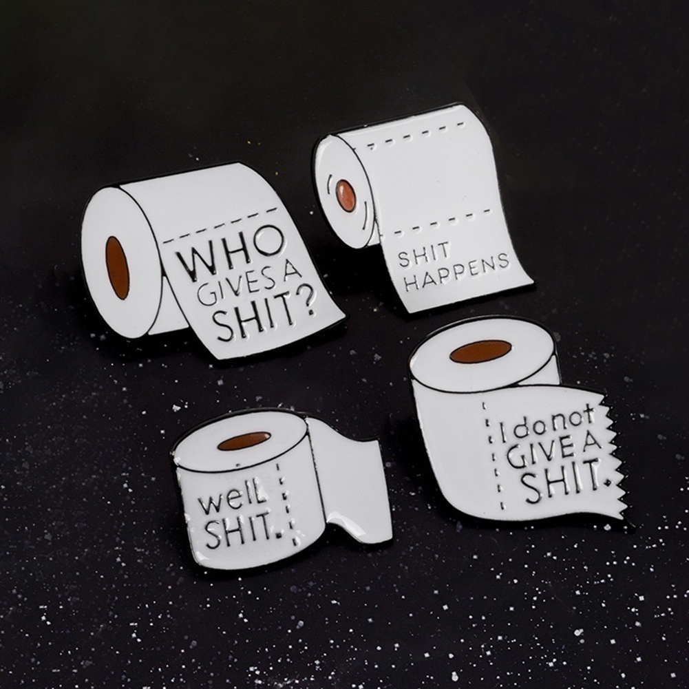 Ghim cài quần áo tráng men thiết kế cuộn giấy in chữ ngộ nghĩnh làm quà tặng trang sức