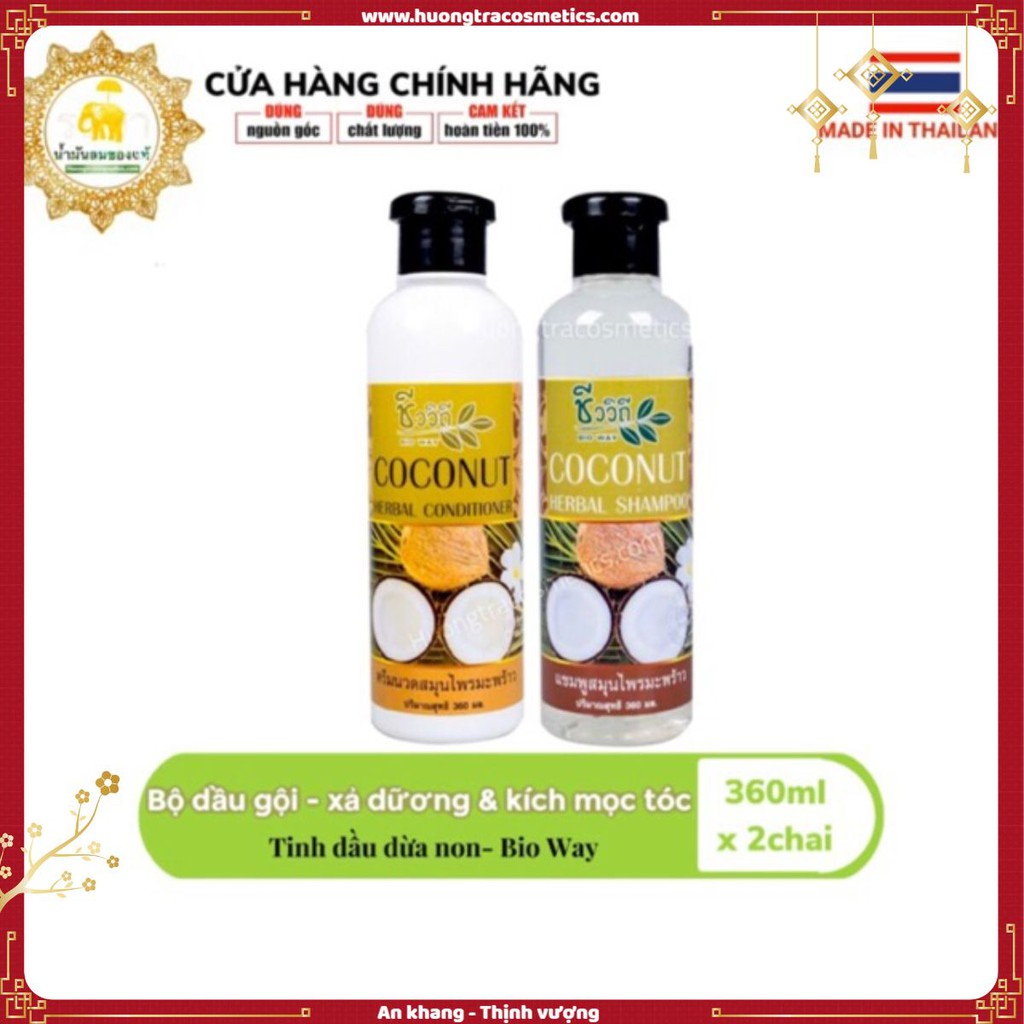 Bộ Dầu Gội-Xả Dữơng & Kích Mọc Tóc Tinh Chất Dừa Non BIO WAY (360ml x 2 chai)