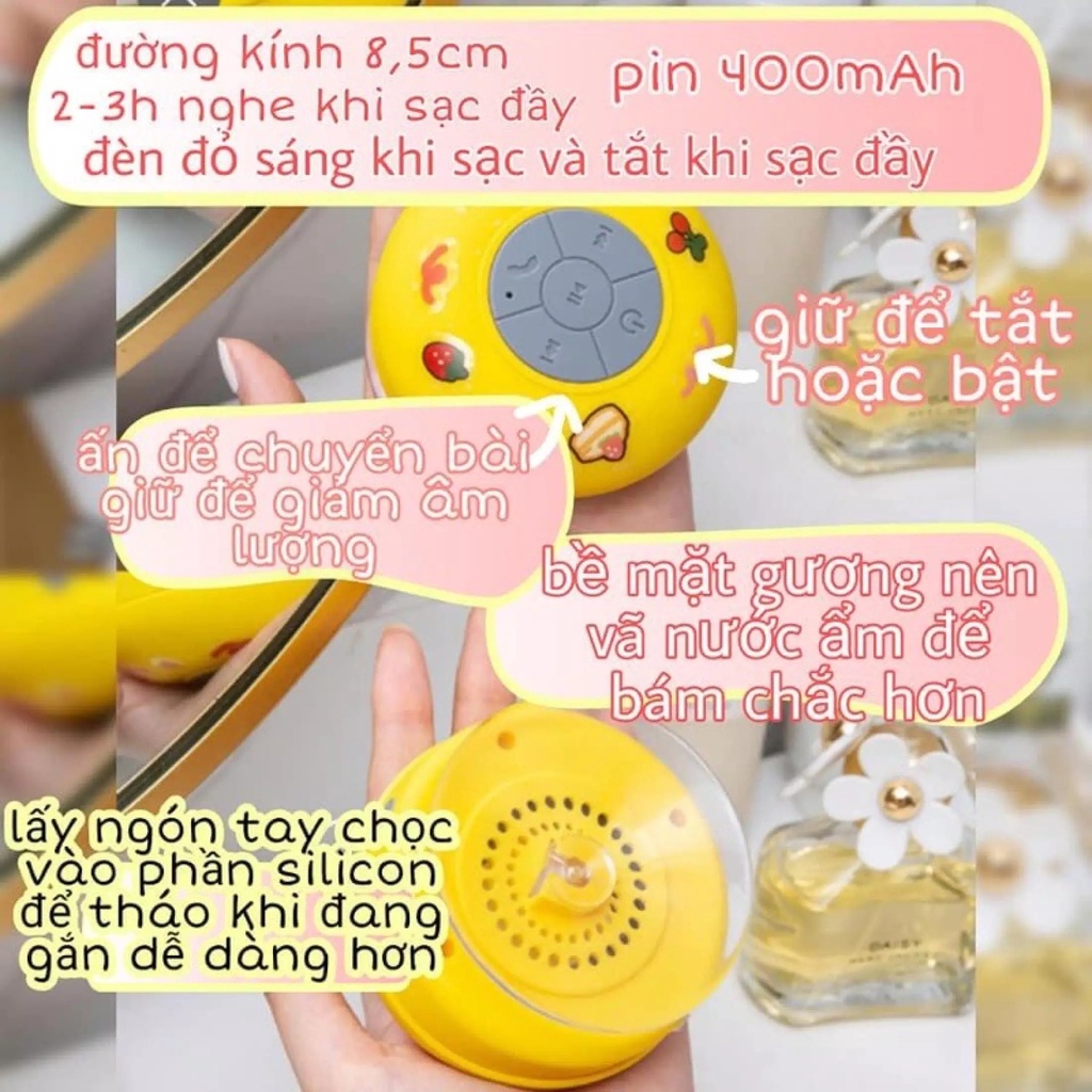 Loa Bluetooth Mini Không Dây Chống Nước Dùng Cho Nhà Tắm Đi Du Lịch Kết Nối Điện Thoại Android Ios PC