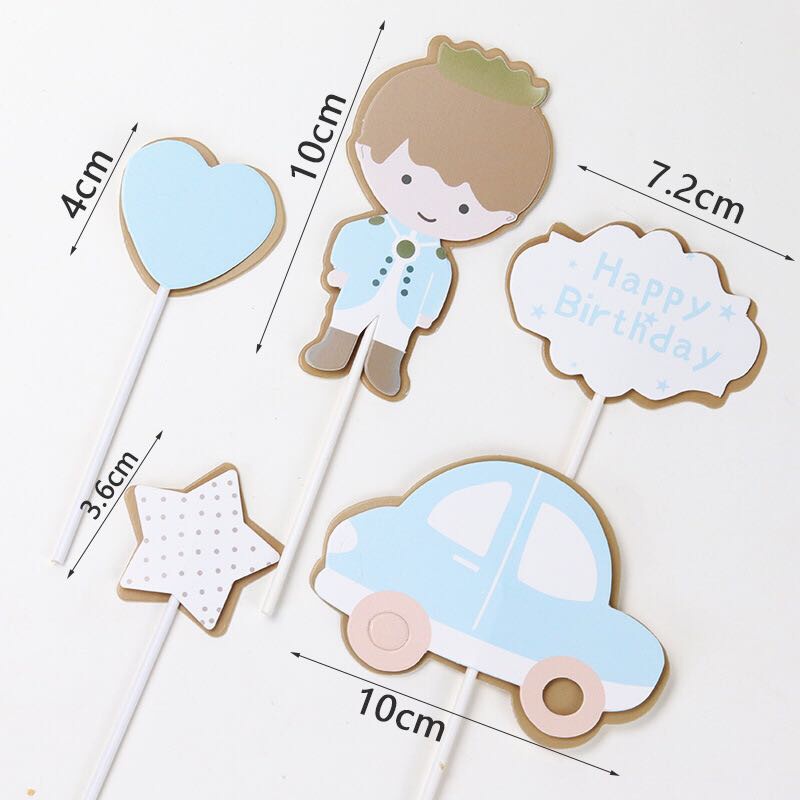 5 Set cắm giấy hoàng tử ô tô, công chúa trái tim (2 lớp)