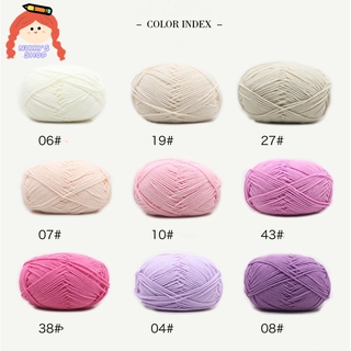 Cuộn len 4 cọng cho tự đan len thủ công màu trắng/ tím/ hồng/ sữa