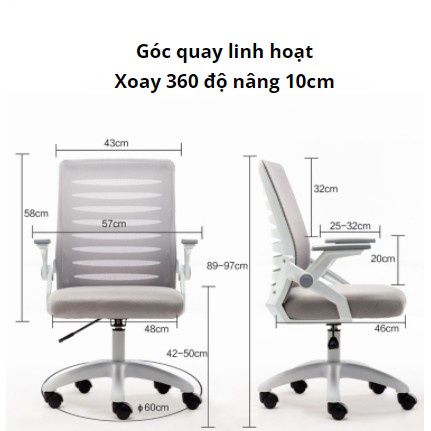 [Giá Rẻ]Ghế Làm Việc Cao Cấp Không Đau Mỏi Lưng Ghế Học Sinh Chống Gù Chống Cận Xoay 360 Độ