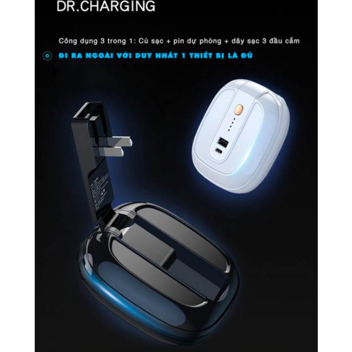 Bộ sạc thiết bị điện tử kiêm pin dự phòng sạc đa năng nhiều cổng Dr. Charging - HanruiOffical