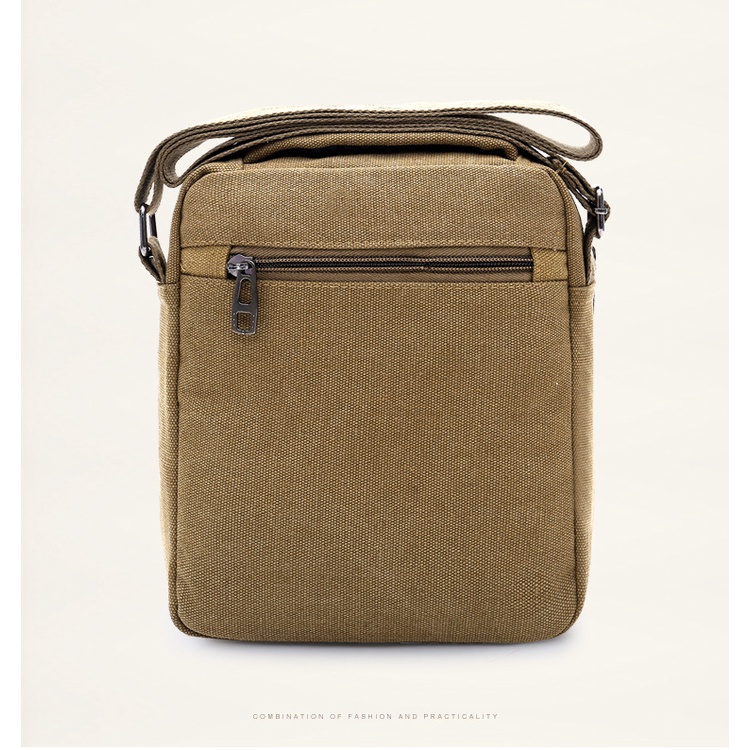 Túi Đeo Chéo Mini Bag Nam nữ Unisex đựng Ipad Mini Vải Canvas Nhập Khẩu Thương Hiệu LEOBAG Màu Nâu / Đen T24 | WebRaoVat - webraovat.net.vn