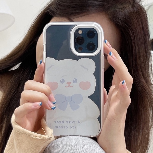 Ốp lưng điện thoại hình gấu dễ thương hoạt hình Hàn Quốc cho iPhone 13 12 11 Pro Max X Xs XR 8 7 Plus Ốp lưng TPU mềm chống sốc