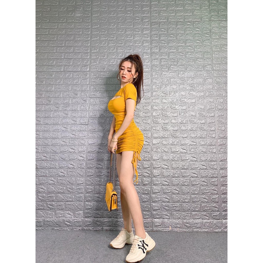 Đầm cut out ngực rút dây 2 bên sexy tôn dáng cực hot