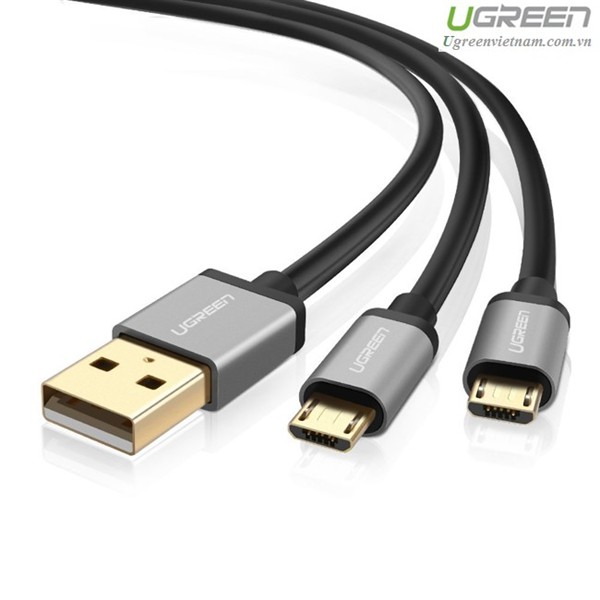 Cáp sạc chia 2 đầu micro USB dài 1m chính hãng Ugreen 40348 cao cấp