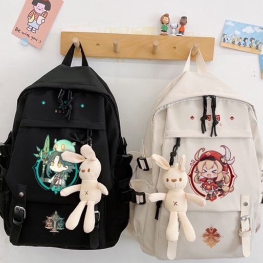 Ba Lô Đi Học Cỡ Lớn In Họa Tiết Anime Kula Keqing Unisex Cho Học Sinh