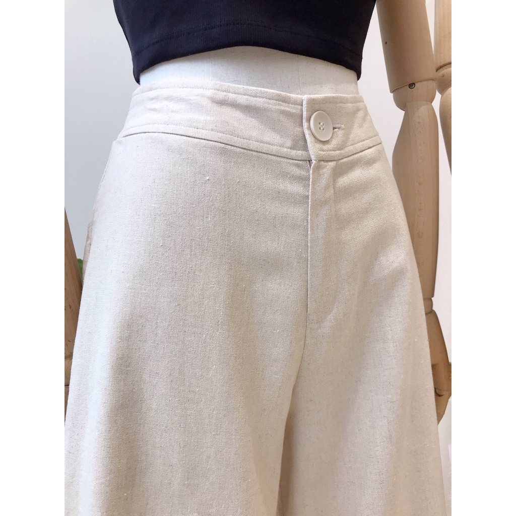 Quần ống rộng linen xòe lưng thun - HA22 MIEU - HA22