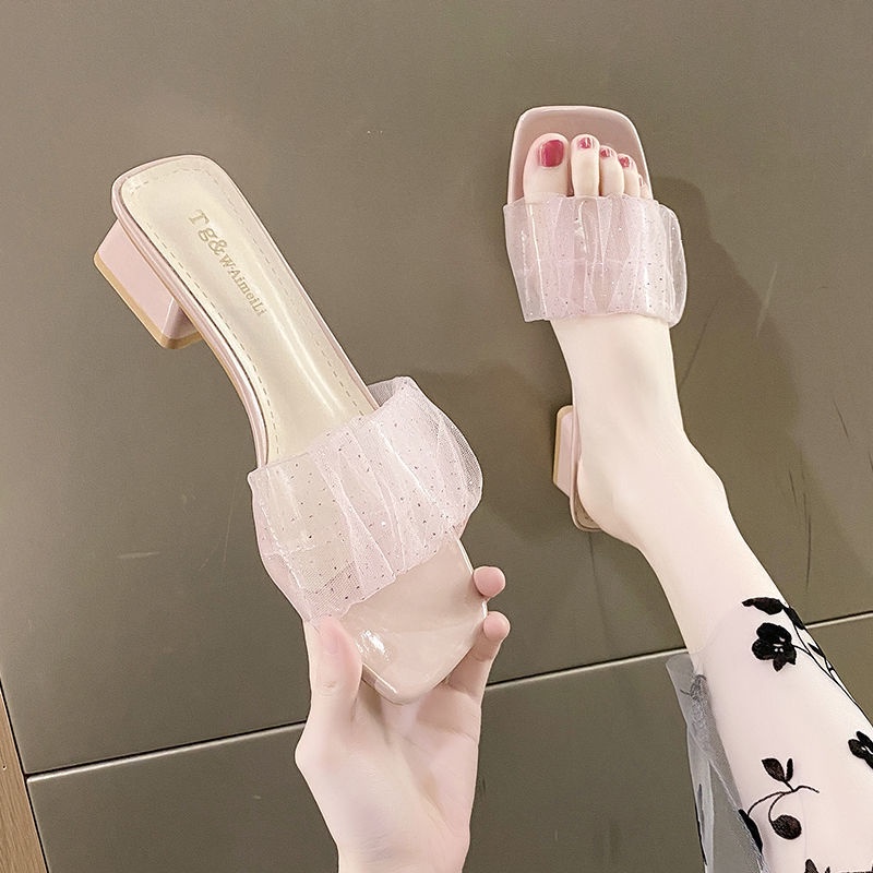 Dép Sandal Đế Dày Hở Ngón Phối Lưới Phong Cách La Mã Thời Trang Mùa Hè Hàng Mới Dành Cho Bạn Nữ 2022