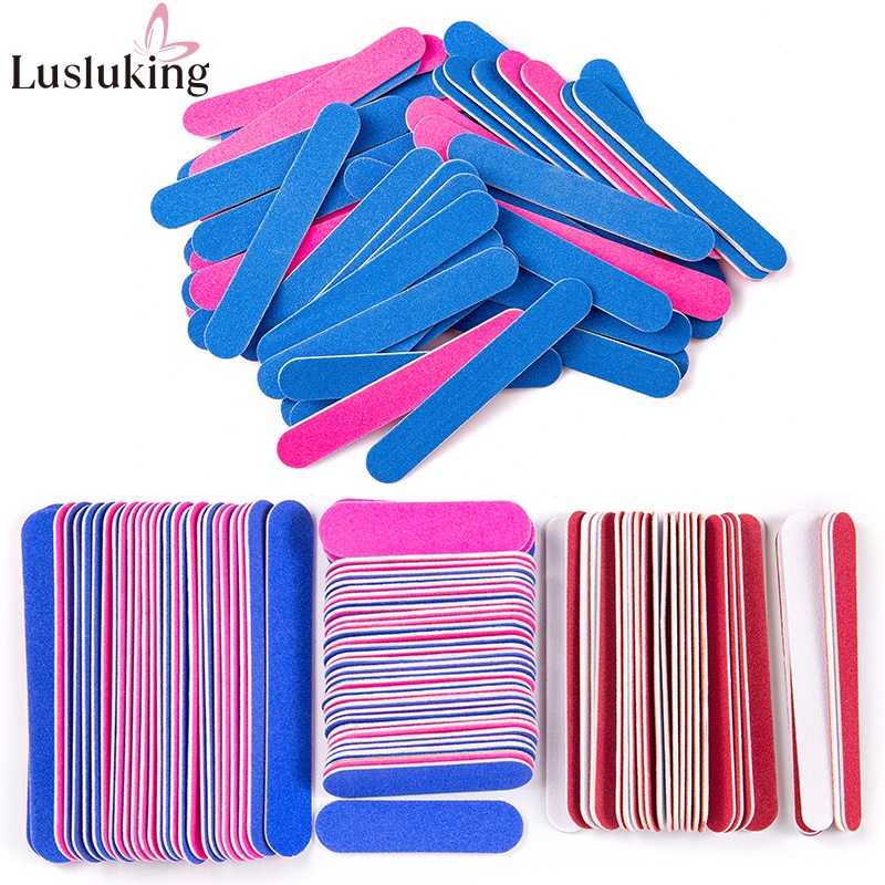 Bộ 50/100 thanh giũa móng tay LUSLUKING hai mặt 180/240