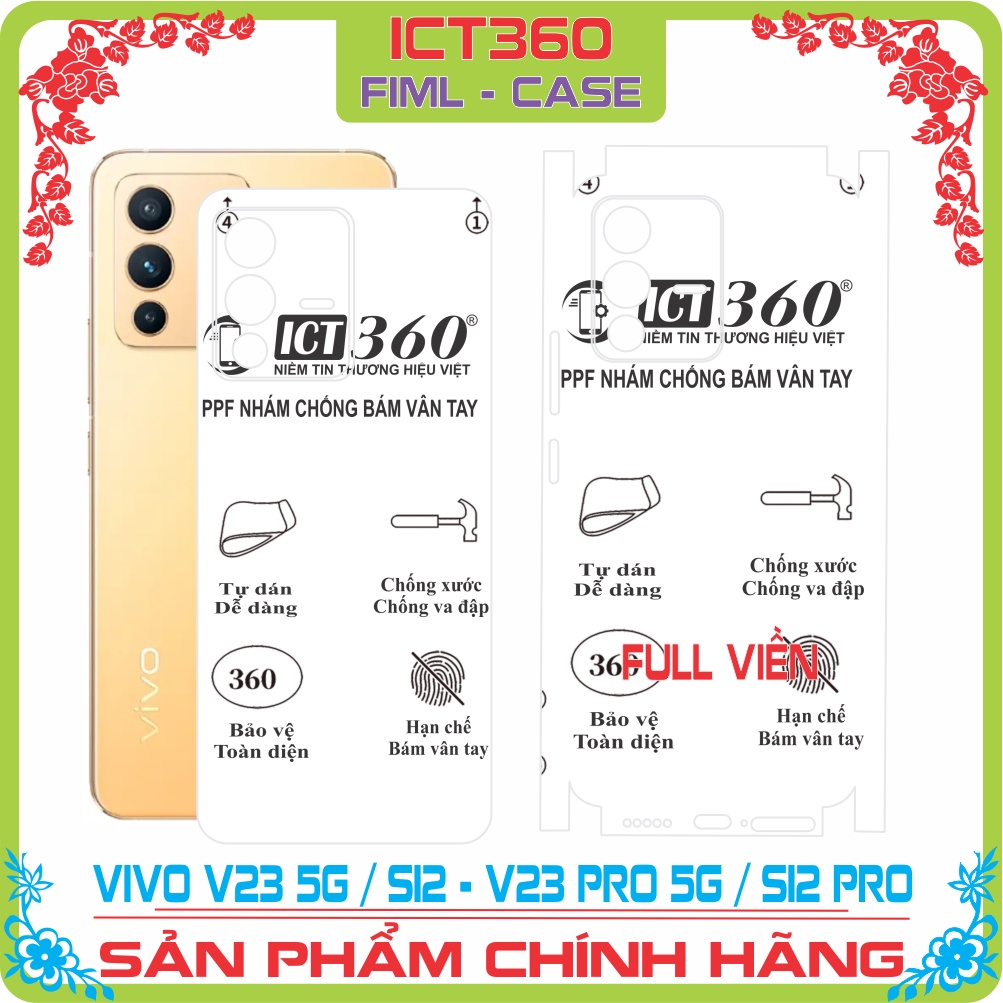 Dán mặt sau, Dán Lưng VIVO V23 5G / VIVO S12 / Vivo V23 Pro / Vivo S12 Pro PPF 4 lớp Chống Trầy Xước Cao Cấp