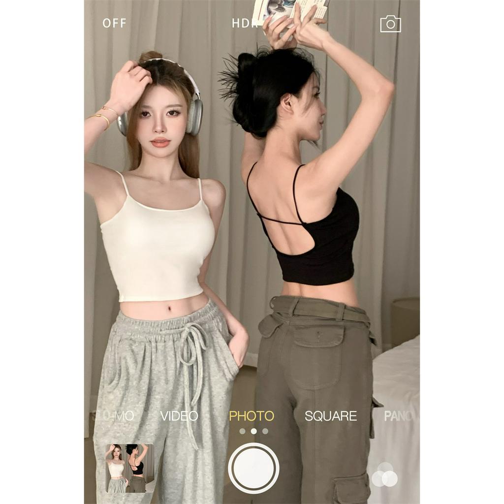 Cocory vn Hot Áo Croptop Ôm Dáng Hở Lưng Có Đệm Ngực Gợi Cảm Cho Nữ