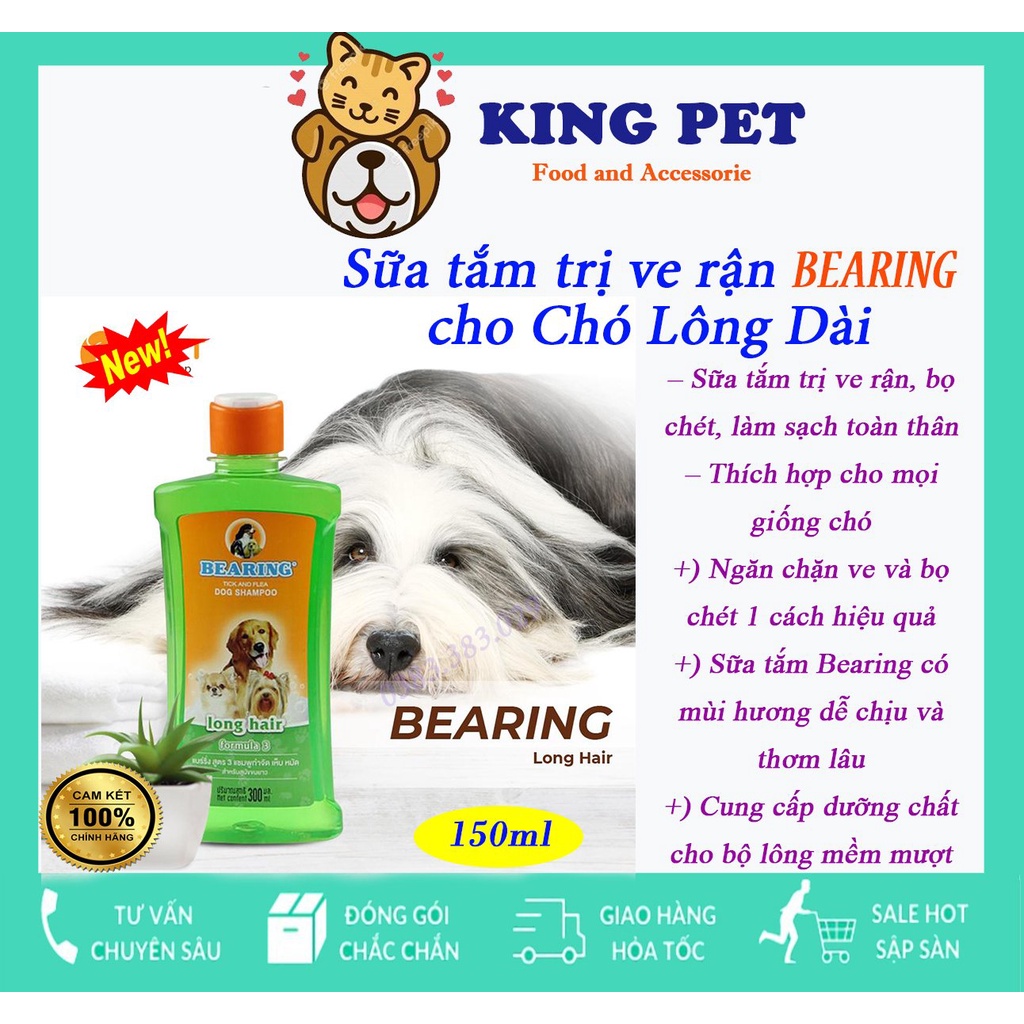 Sữa Tắm Diệt Ve Rận Bọ Chét Cho Chó Mèo Lông dài..Sữa tắm Khử Mùi Hôi Bearing