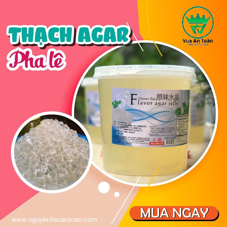 Thạch Ống Agar Pha Lê Nguyên Vị 3,2kg Giòn, Dai Nhập Khẩu Đài Loan