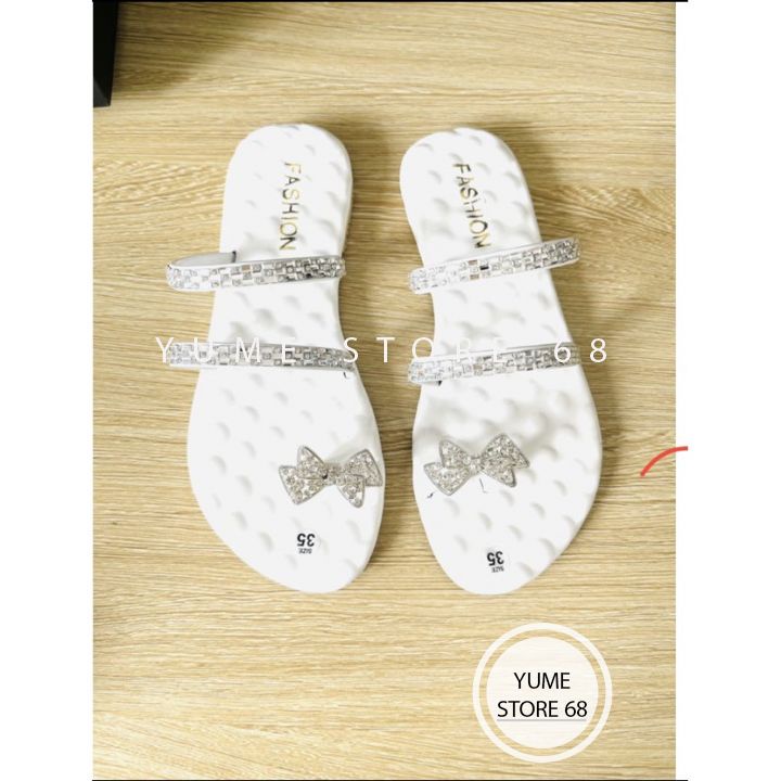 SALE HOTDép lê bệt nữ đế bằng kẹp xỏ ngón đính đá xoàn lấp lánh sang chảnh siêu xinh - YUME STORE 68