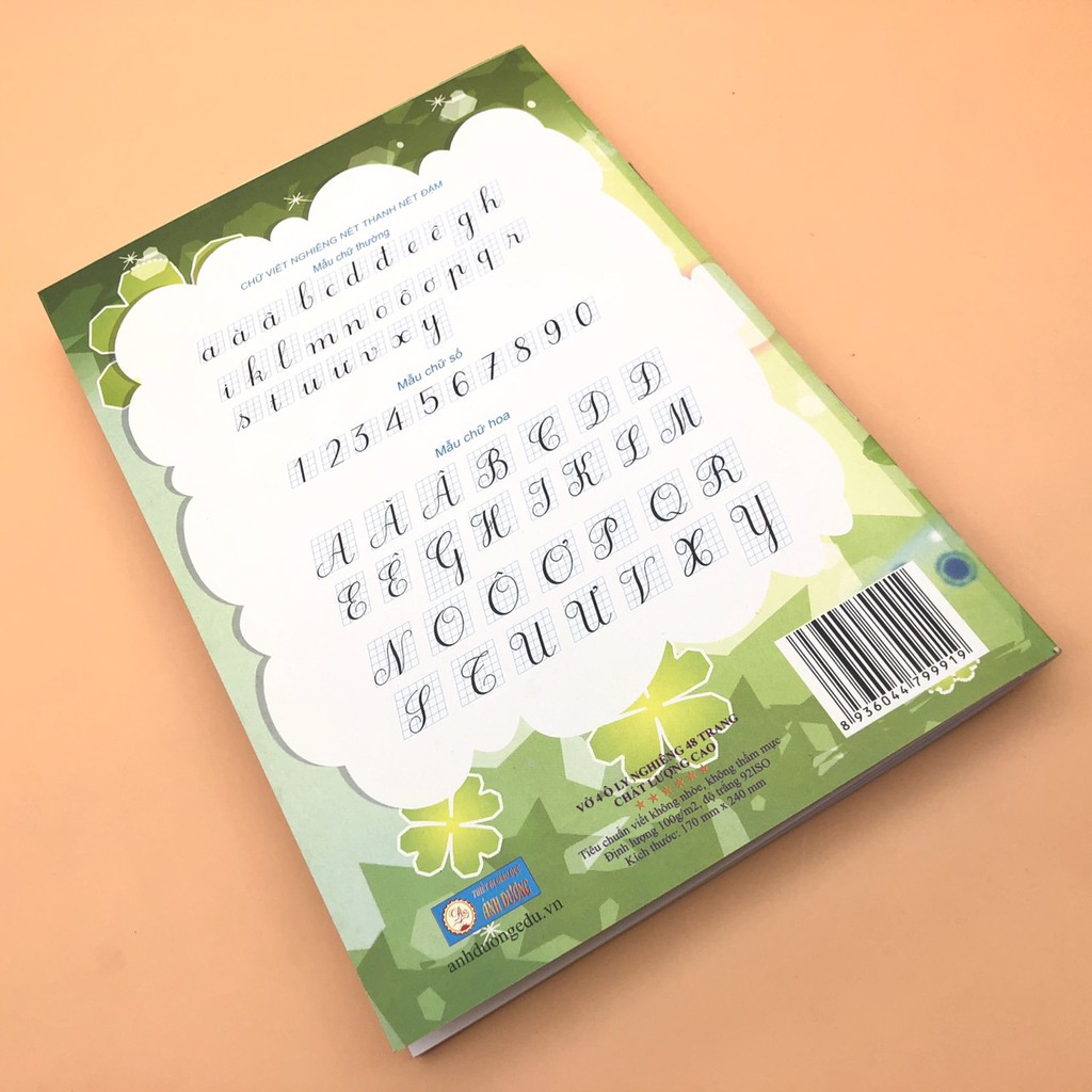 Vở học sinh ô ly nghiêng Ánh Dương luyện viết chữ đẹp chất lượng 6 sao không nhòe chống cận