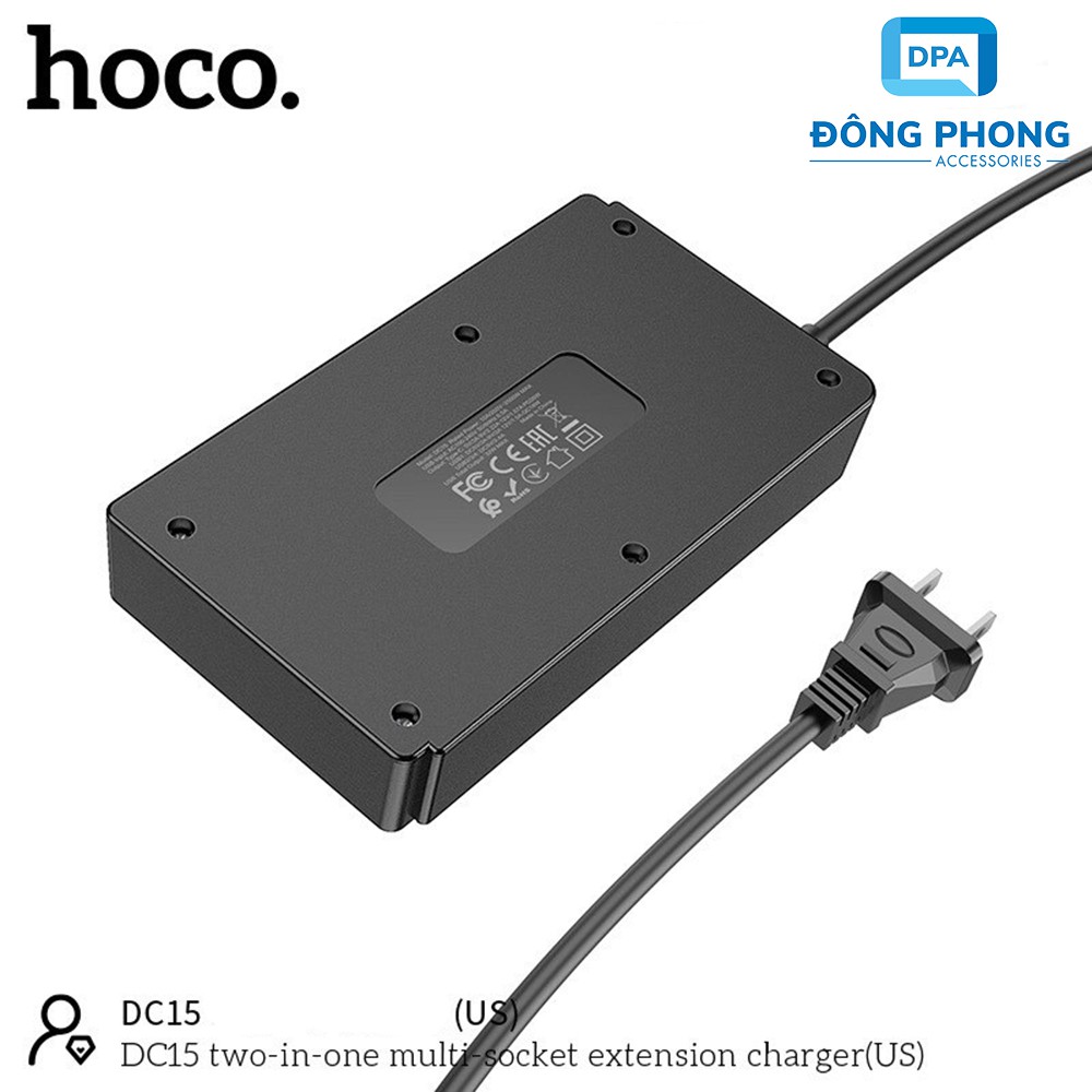 Ổ Cắm Điện Đa Năng Có Cổng USB Thông Minh Hoco DC15 Chính Hãng