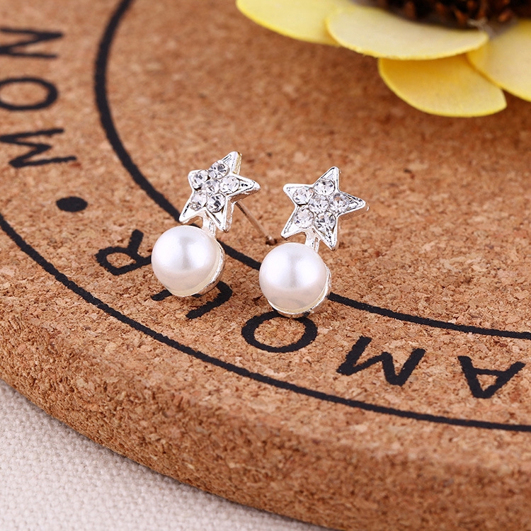 INS Korean Style Fashion Women Multiple Shapes Diamond Pearl Earring Jewelry HQTER48