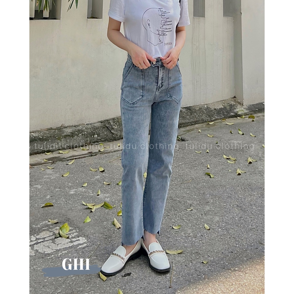 Quần Jean Ống Đứng Nữ Lưng Cao Co Giãn 4 Màu Tulidu Quần Bò Ống Đứng Ống Suông Nhẹ Form Hàn Straight Slim Jeans ẢNH CUỐI