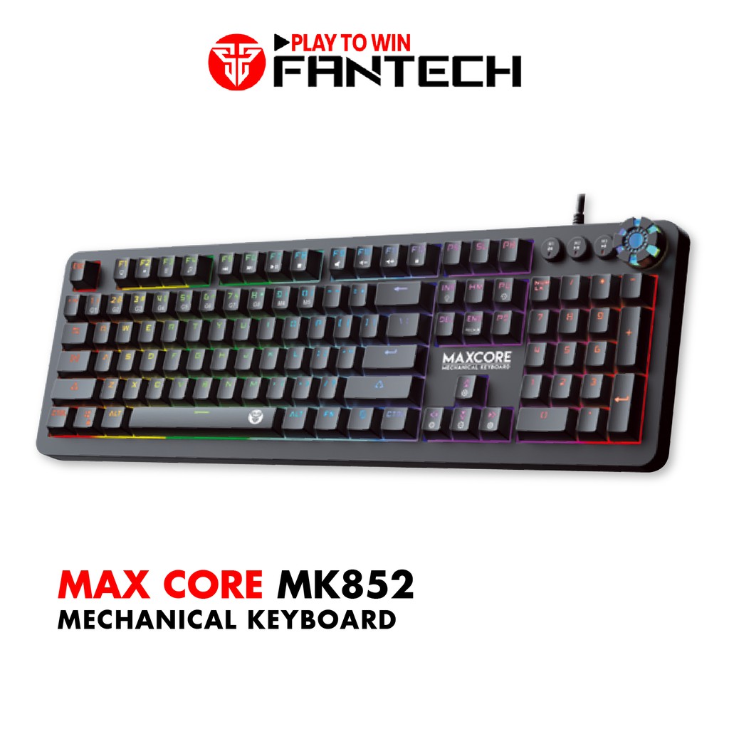 Bàn Phím Cơ Gaming Full-sized Có Dây Fantech MK852 MAXCORE Blue/Brown Switch LED RGB