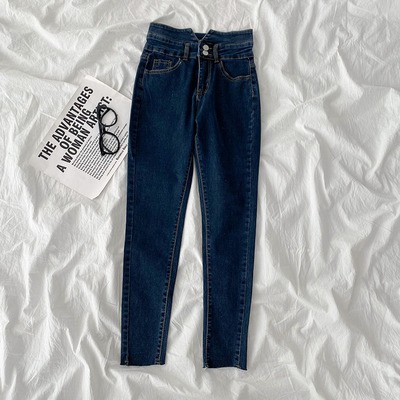 Quần jean bó cắt gấu cạp cao ulzzang 6835