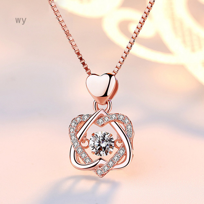 Smart Heart Necklace Female Rose Gold Plated Pendant Clavicle Chain Jewelry